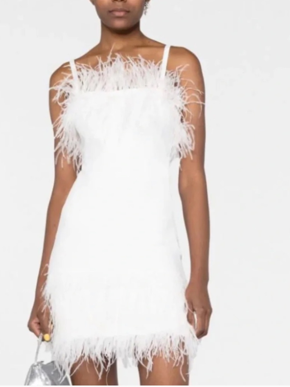 Etta feather-trimmed minidress